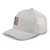 Silver six-panel mesh-back trucker cap with embroidered USA DAD logo, left-front view — DAD all caps