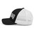 Black/White six-panel mesh-back trucker cap with state flag color embroidered Texas DAD logo, left side view — DAD all caps