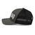 Charcoal/Black six-panel mesh-back trucker cap with state flag color embroidered Texas DAD logo, left side view — DAD all caps