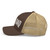 Brown/Khaki six-panel mesh-back trucker cap with state flag color embroidered Texas DAD logo, left side view — DAD all caps