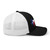 Black/White six-panel mesh-back trucker cap with state flag color embroidered Texas DAD logo, right side view — DAD all caps