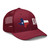 Cranberry six-panel mesh-back trucker cap with state flag color embroidered Texas DAD logo, right-front view — DAD all caps