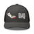 Charcoal/Black six-panel mesh-back trucker cap with state flag color embroidered Cali DAD logo, front view — DAD all caps
