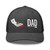 Dark Heather Gray six-panel mesh-back trucker cap with state flag color embroidered Cali DAD logo, front view — DAD all caps