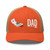 Rustic Orange/Khaki six-panel mesh-back trucker cap with state flag color embroidered Cali DAD logo, front view — DAD all caps