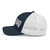 Navy/White six-panel mesh-back trucker cap with state flag color embroidered Cali DAD logo, left side view — DAD all caps