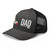 Charcoal/Black six-panel mesh-back trucker cap with state flag color embroidered Cali DAD logo, left-front view — DAD all caps