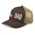 Brown/Khaki six-panel mesh-back trucker cap with state flag color embroidered Cali DAD logo, left-front view — DAD all caps