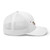 White six-panel mesh-back trucker cap with state flag color embroidered Cali DAD logo, right side view — DAD all caps