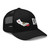 Black six-panel mesh-back trucker cap with state flag color embroidered Cali DAD logo, right-front view — DAD all caps