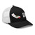 Black/White six-panel mesh-back trucker cap with state flag color embroidered Cali DAD logo, right-front view — DAD all caps