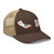 Brown/Khaki six-panel mesh-back trucker cap with state flag color embroidered Cali DAD logo, right-front view — DAD all caps