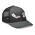 Dark Heather Gray six-panel mesh-back trucker cap with state flag color embroidered Cali DAD logo, right-front view — DAD all caps