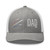 Heather Grey/White six-panel mesh-back trucker cap with embroidered Firework DAD logo, front view — DAD all caps