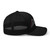 Black six-panel mesh-back trucker cap with embroidered Firework DAD logo, right side view — DAD all caps