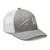 Heather Grey/White six-panel mesh-back trucker cap with embroidered Firework DAD logo, right-front view — DAD all caps