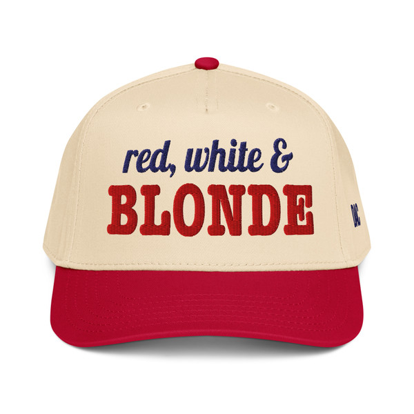 Red, White & Blonde 5 panel cap