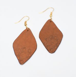 Chandani Earrings - Chestnut Leather (Gold Plated Hook)