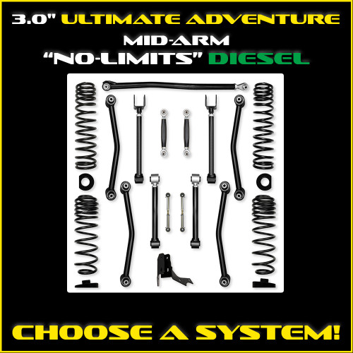 3.0" Ultimate Adventure  Diesel "No-Limits" Mid-Arm System