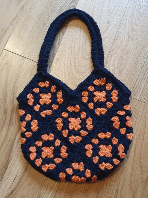 Black Crocheted Bag with orange detail |  Sarah's Gifts