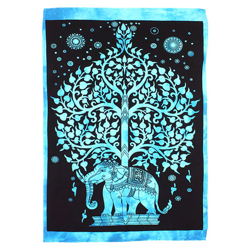 Elephant Tree Wall Hanging - Blue