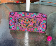 Large Embroidered Purse - Pink