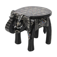 Ornamental Black Elephant Stool (side view)