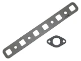 Allis Chalmers Manifold Gasket Set - Allis Chalmers G and Massey Harris Pony, metal gasket with multiple cutouts and a smaller gasket with a hole, designed for engine sealing.