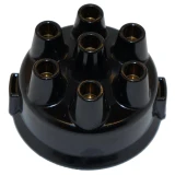 Allis-Chalmers Allis Chalmers D19 Distributor Cap Delco, black ignition distributor cap with multiple terminal openings for engine spark plugs.