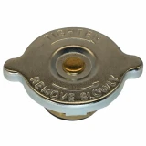 Allis-Chalmers 4 PSI Radiator Cap, metal radiator cap with embossed text indicating 4 PSI pressure warning and a central vent hole.