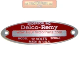 Allis-Chalmers Blank Starter Generator Tag 12V Delco Remy with 2 Rivets 