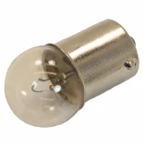 Allis-Chalmers 6 Volt Tail Light Bulb for Allis Chalmers, Ford, International, showing a small cylindrical metal base and a clear glass bulb with filament inside.