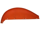 Allis-Chalmers B C CA Fender (LH), orange tractor fender for Allis-Chalmers B, C, and CA models with mounting holes, side view.
