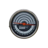 Allis-Chalmers D19 Tachometer Tach, round engine speed and hour meter gauge with black and white dial and red needle pointer.