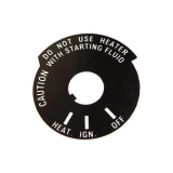 Allis-Chalmers Diesel Switch Plate 170 175 180 185 190XT 200 210 220, black circular switch plate with warning labels for engine operation and starting instructions.