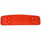 Allis-Chalmers B C Seat Back Primered Metal, red metal seat back with four mounting holes for tractor seating repair or replacement.