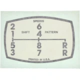 Allis-Chalmers D17 D15 190 Gear Shift Pattern Vinyl, close-up of gear shift pattern diagram showing 6 speeds, reverse and pattern details.