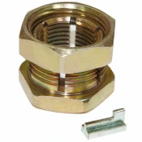 Allis-Chalmers Front Wheel Clamp Lock Nut for Allis-Chalmers, Avery, Case, Ford, John Deere, Massey Ferguson, showing a metal locking nut with internal gear teeth and a small metal pin.