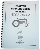 Allis-Chalmers Tractor Serial Numbers 1940-1975 Manual, book cover with tractor illustration and list of manufacturers.