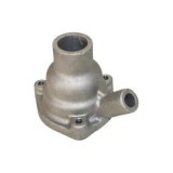 Metal thermostat housing bypass for Allis-Chalmers farm tractors, with a large vertical opening, a side hose outlet, and a flat mounting base with bolt holes.