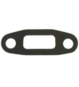 Black Allis-Chalmers water manifold gasket for WC and WD farm tractors, with an elongated rectangular center opening and a round bolt hole at each end.
