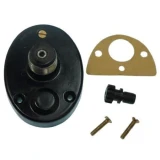 Tachometer drive gear assembly for Allis-Chalmers farm tractors, shown with a black oval housing, brass mounting plate, black fitting, and two screws. Fits models 190, 190XT, 200, 210, and 220.