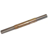 Metal brake pedal shaft with several bronze-colored bushings fitted around its center, shown diagonally on a white background. Allis-Chalmers G farm tractor part, AC-2545D.