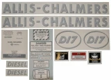 Allis-Chalmers D17 Diesel Decal, image showing various stickers and labels including 'ALLIS-CHALMERS', 'D17', and 'DIESEL' decals.