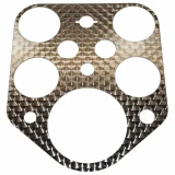 Silver patterned instrument panel trim plate for Allis-Chalmers D15, D17, and D19 farm tractors, with multiple round gauge and control openings.