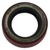 Circular Allis-Chalmers G tractor input shaft seal with a dark red outer rim, weathered metal face, and black inner lip around the center opening, shown against a white background.