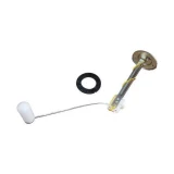 Allis-Chalmers fuel sending unit for farm tractor models 170 and 175, with a metal mounting plate, long sender arm and white float, plus a separate black gasket.