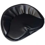 Black 19-inch cushion pad for an Allis-Chalmers farm tractor seat, with a smooth vinyl surface, raised padded edges, and a contoured center.