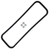 Black Allis-Chalmers valve cover gasket with four small sealing rings, shown diagonally on a white background. For B, C, CA, IB, and RC farm tractors; part 70206892.