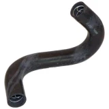 Black curved bottom radiator hose for Allis-Chalmers 170 and 175 diesel farm tractors, with metal reinforcement rings visible inside both ends.
